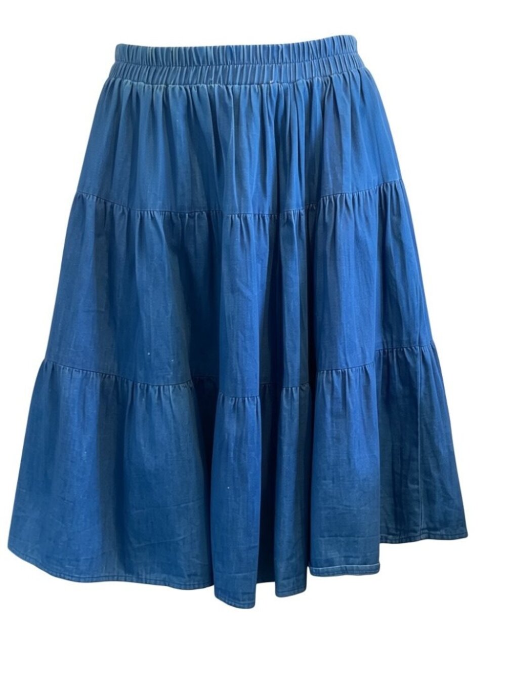 VTG VRG SPORT 90s CowboyCore Chambray Denim Tiered Circle Skirt Sz M #53H